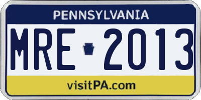 PA license plate MRE2013