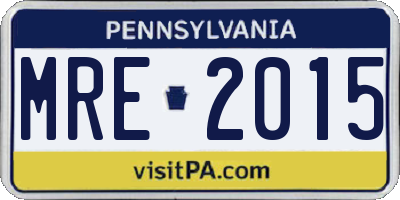 PA license plate MRE2015