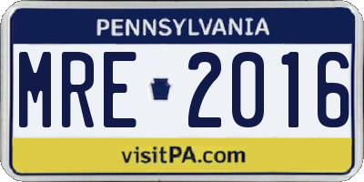 PA license plate MRE2016