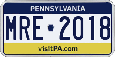 PA license plate MRE2018