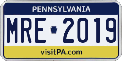 PA license plate MRE2019