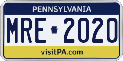 PA license plate MRE2020