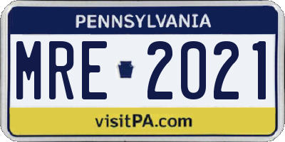 PA license plate MRE2021