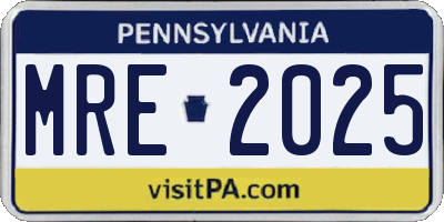 PA license plate MRE2025