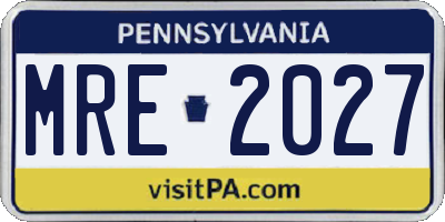 PA license plate MRE2027