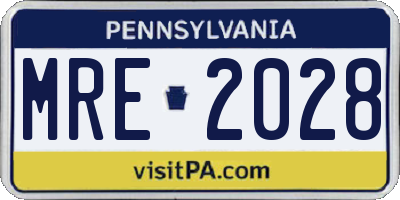 PA license plate MRE2028