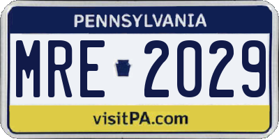 PA license plate MRE2029