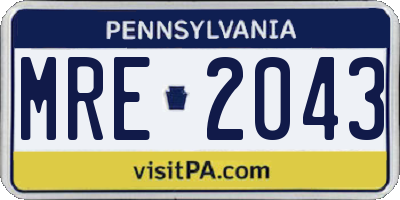 PA license plate MRE2043