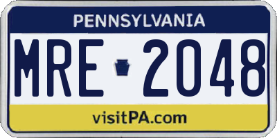 PA license plate MRE2048
