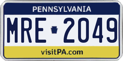PA license plate MRE2049