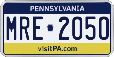 PA license plate MRE2050