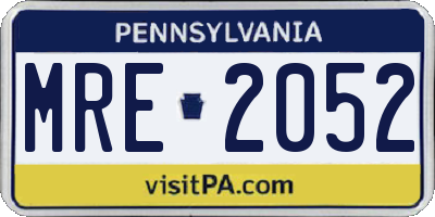 PA license plate MRE2052