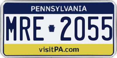 PA license plate MRE2055