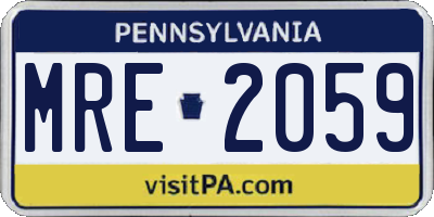 PA license plate MRE2059