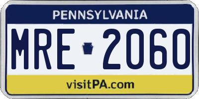 PA license plate MRE2060