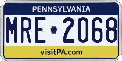PA license plate MRE2068