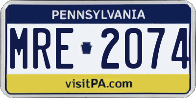 PA license plate MRE2074