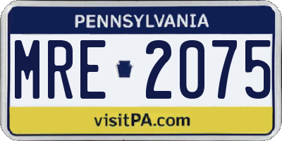 PA license plate MRE2075