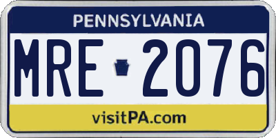 PA license plate MRE2076