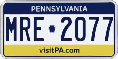 PA license plate MRE2077