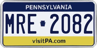 PA license plate MRE2082