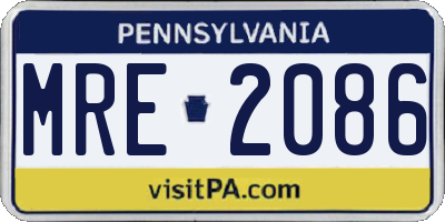 PA license plate MRE2086