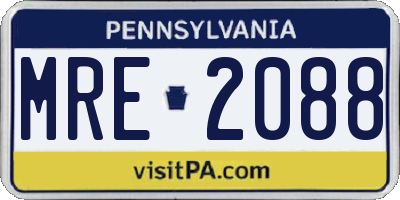 PA license plate MRE2088