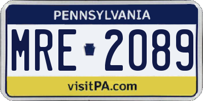 PA license plate MRE2089