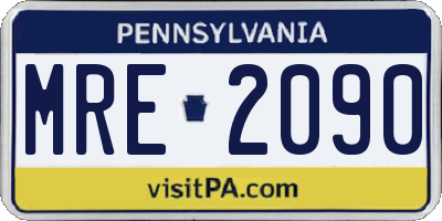 PA license plate MRE2090