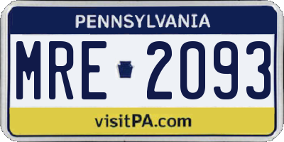 PA license plate MRE2093