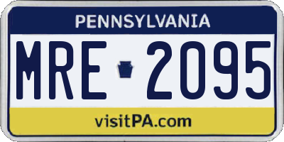 PA license plate MRE2095