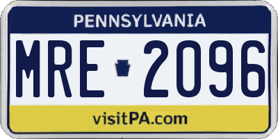 PA license plate MRE2096