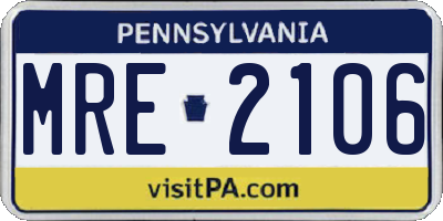 PA license plate MRE2106