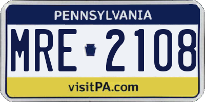 PA license plate MRE2108