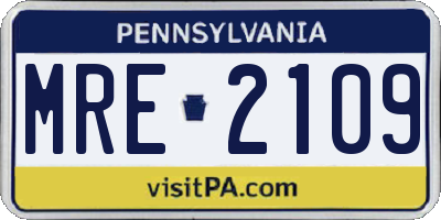 PA license plate MRE2109