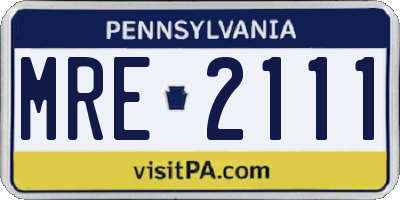 PA license plate MRE2111