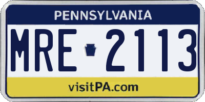 PA license plate MRE2113