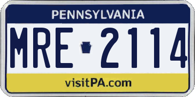 PA license plate MRE2114