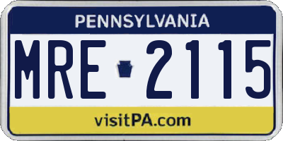 PA license plate MRE2115