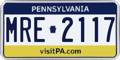 PA license plate MRE2117