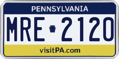 PA license plate MRE2120