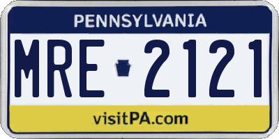 PA license plate MRE2121