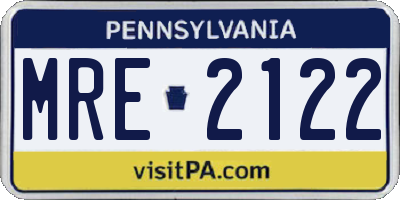 PA license plate MRE2122