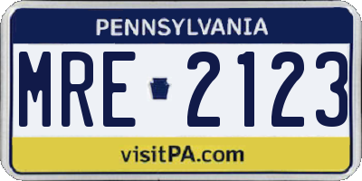 PA license plate MRE2123