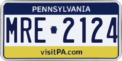 PA license plate MRE2124