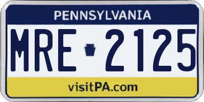 PA license plate MRE2125