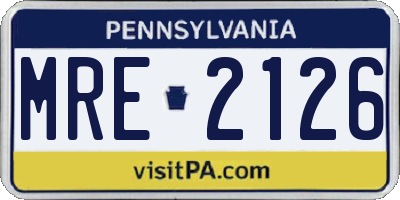PA license plate MRE2126