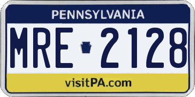 PA license plate MRE2128