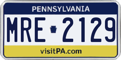 PA license plate MRE2129