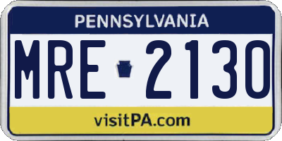 PA license plate MRE2130